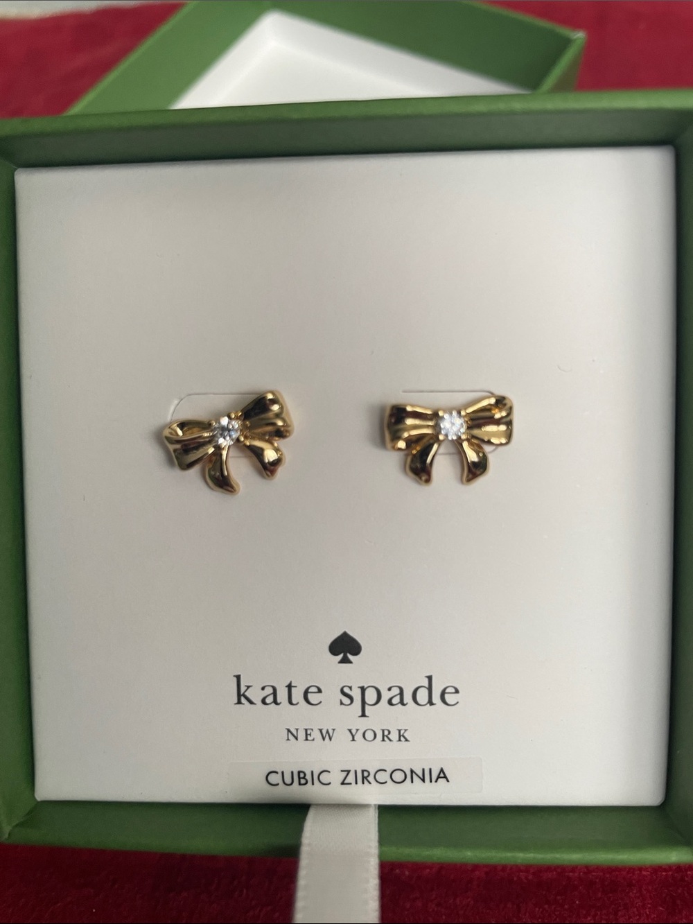 kate spade Gold Bow Stud Earrings with Cubic Zirconia NIB - Picture 5 of 5